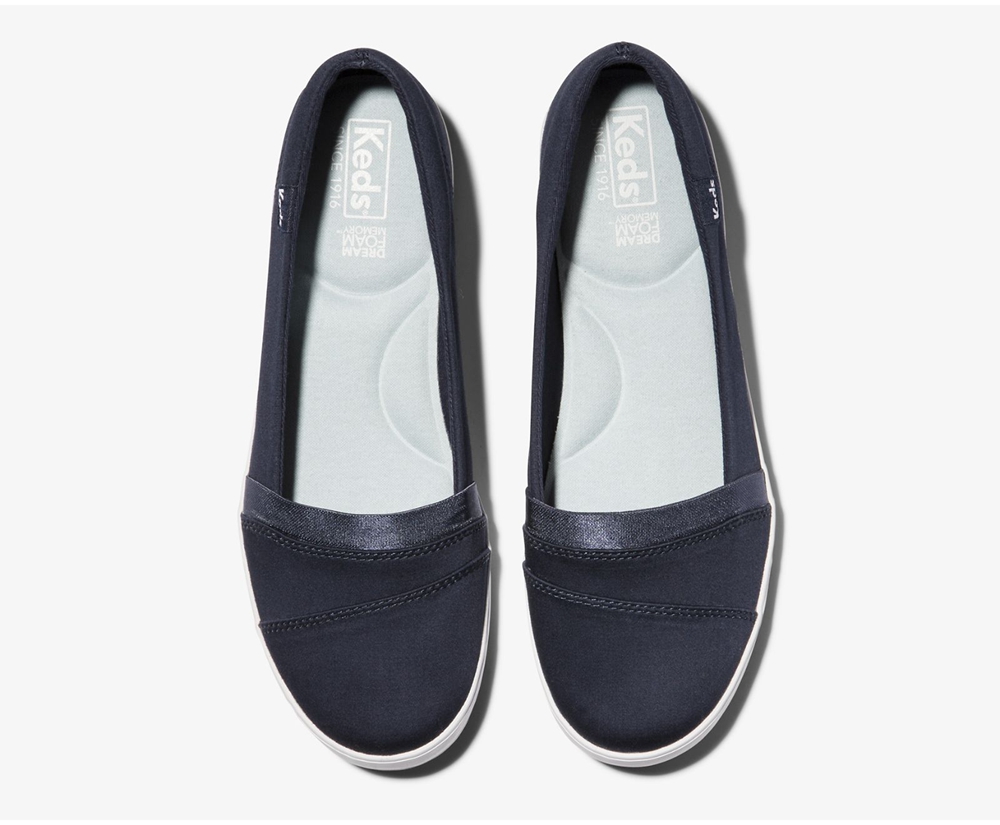 Womens Keds Slip Ons - Carmel - Navy - 7641-KEYGC